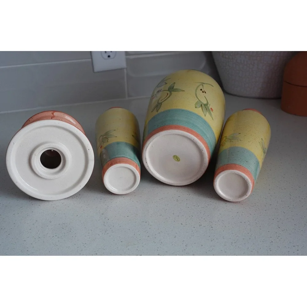 vintage‎ ceramic vases 70s retro style multi colors set of 4